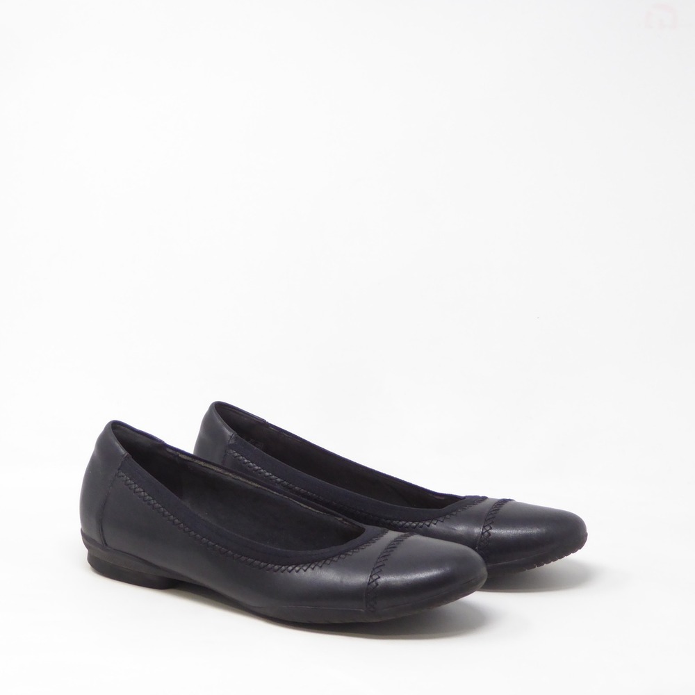 Clarks Womens Sara Bay Ballet Flats Black Leather Ultimate Comfort 10